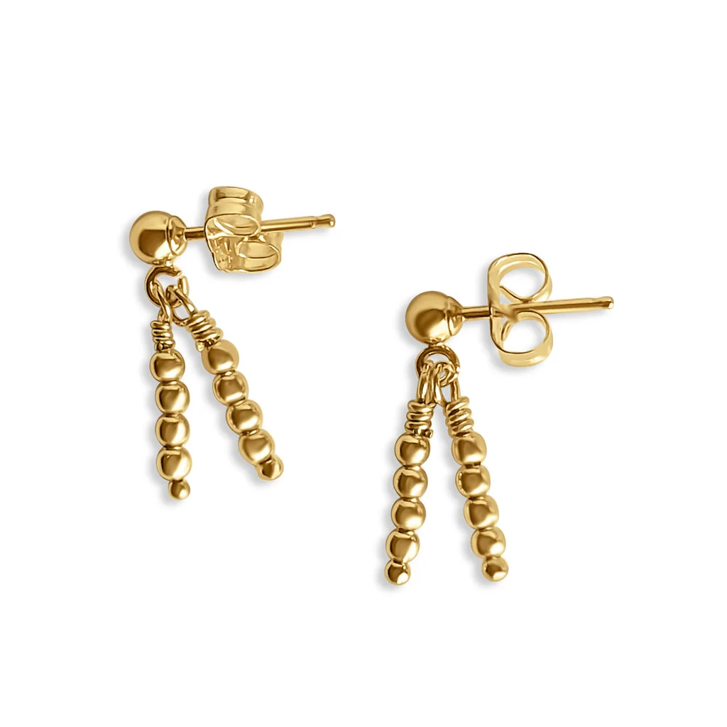 Gold-filled earrings with delicate beaded dangles